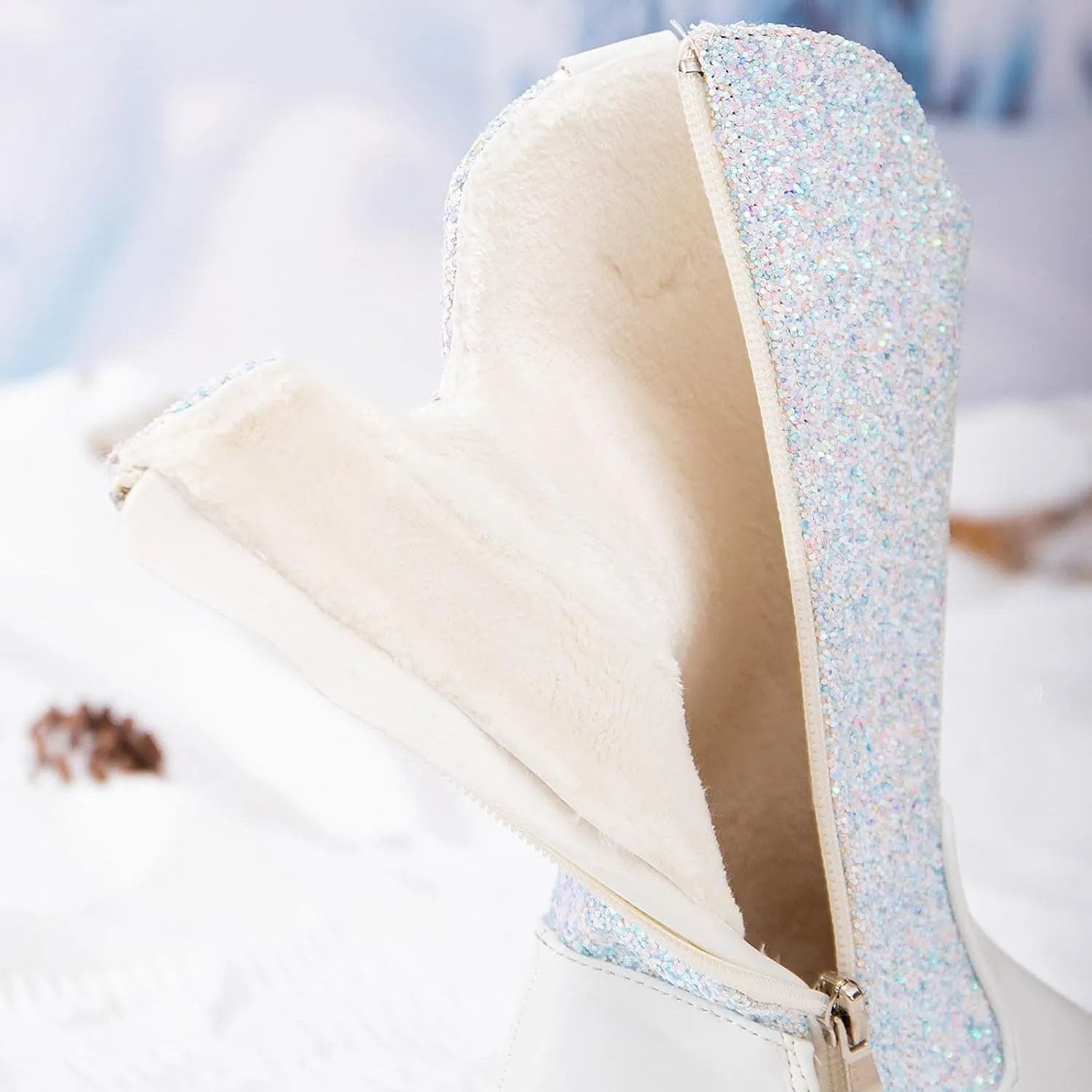 Girls Cowgirl Boots Mid Calf Square Toe Western Boot for Kids Sparkly Glitter Cowboy Boots Toddler Girls Outdoor Shoe