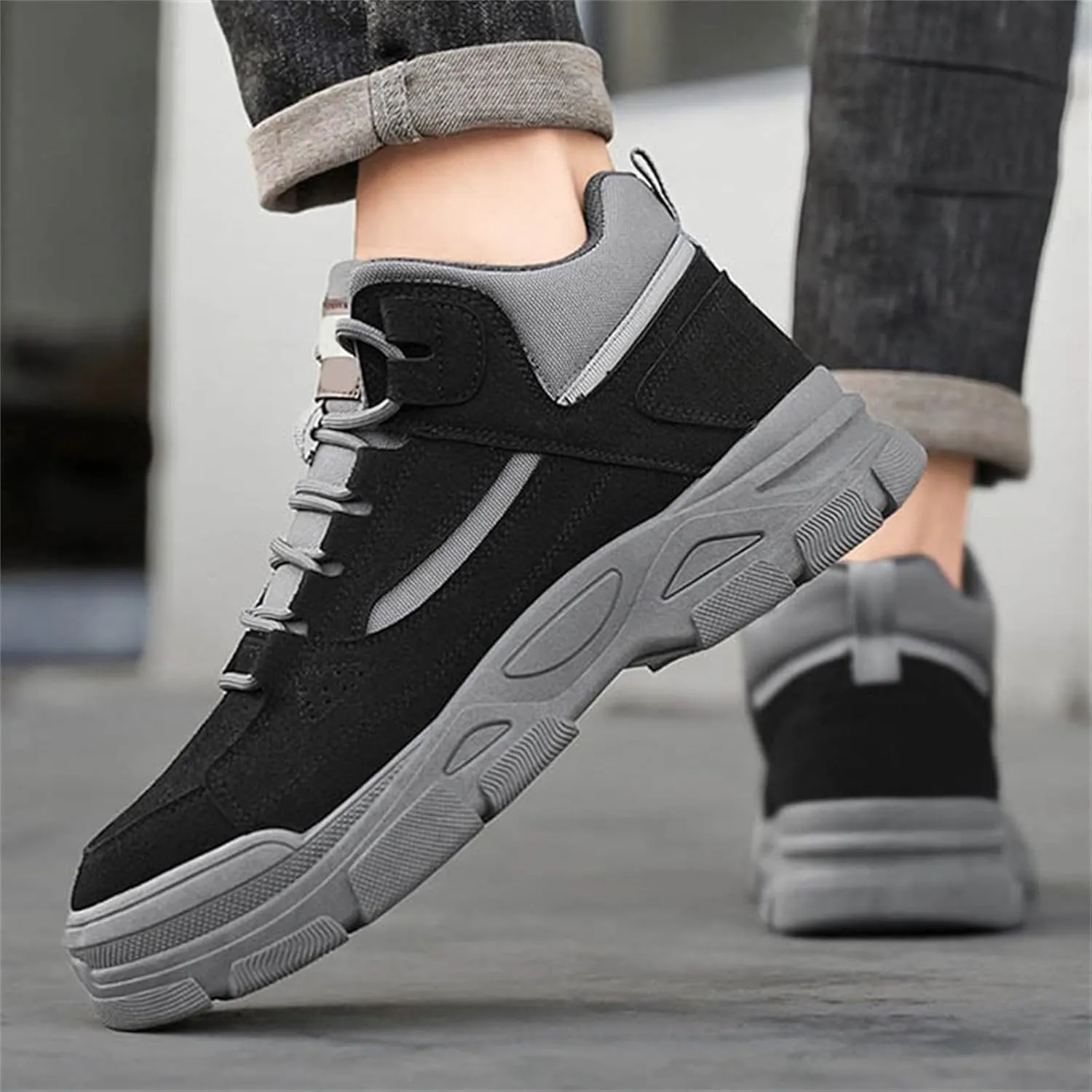 High Top Mesh Sneakers for Men Lace-up Breathable Hiking Walking Running Shoes Comfortable Tennis Shoes Non Slip Casual Mens Outdoor Sport Sneakers