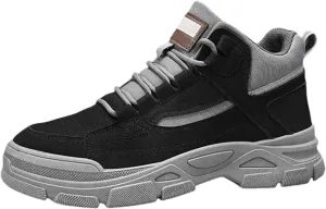High Top Mesh Sneakers for Men Lace-up Breathable Hiking Walking Running Shoes Comfortable Tennis Shoes Non Slip Casual Mens Outdoor Sport Sneakers