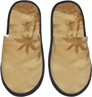 House Slippers for Womens Men - Retro Palm Tree Soft House Shoes Fuzzy Slippers, Lightweight Slip-On Cozy House Slippers for Womens Indoor Outdoor