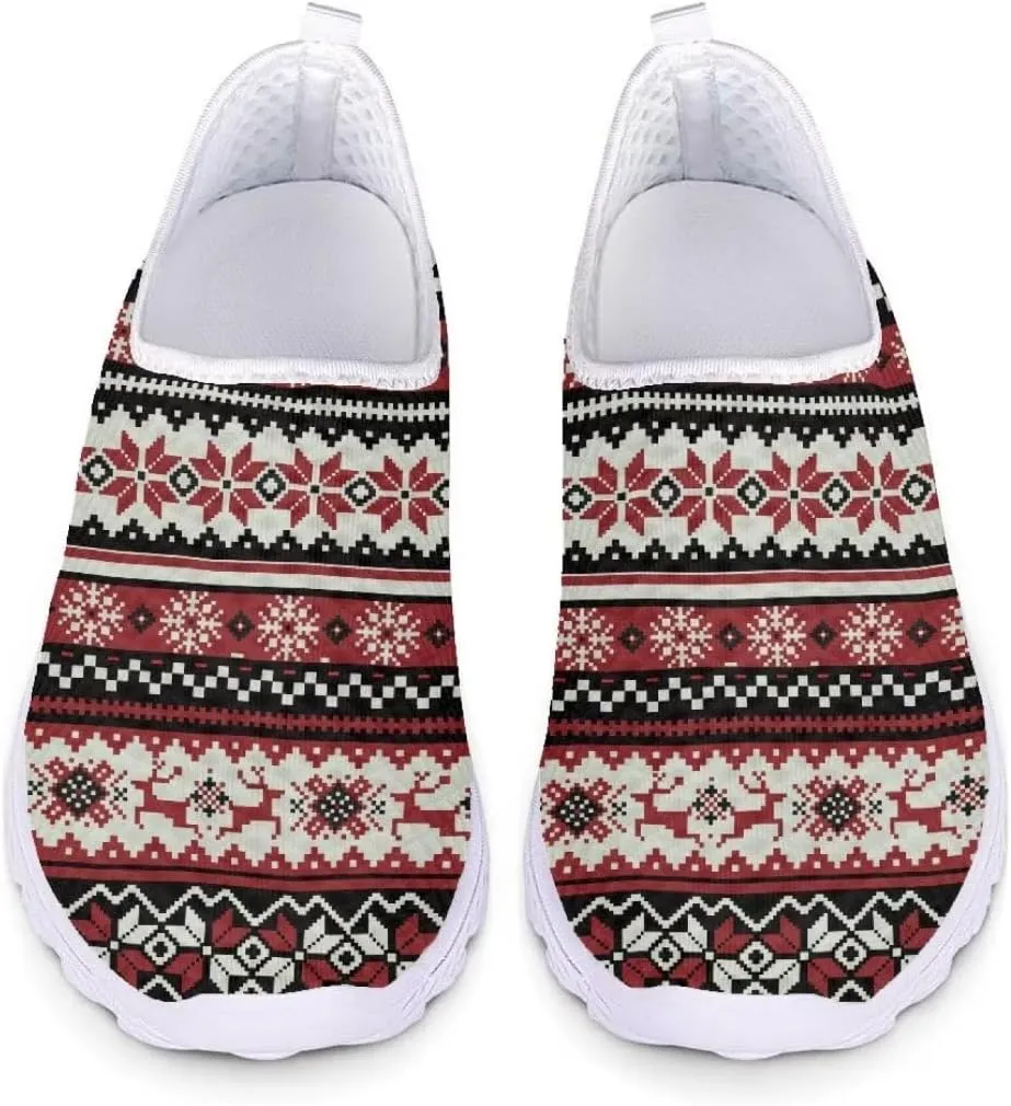 Jeiento Christmas Shoes for Women Men Fashion Mesh Workout Casual Shoes Non Slip Walking Shoes,Breathable Trainers Mesh Shoes