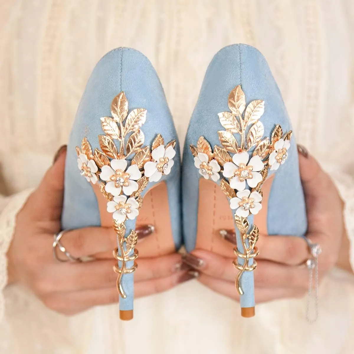 JOEupin High Heels Womens Pointed Toe Heels Satin Pumps Stiletto Bridal Party Dress Evening Wedding Shoes for Woman