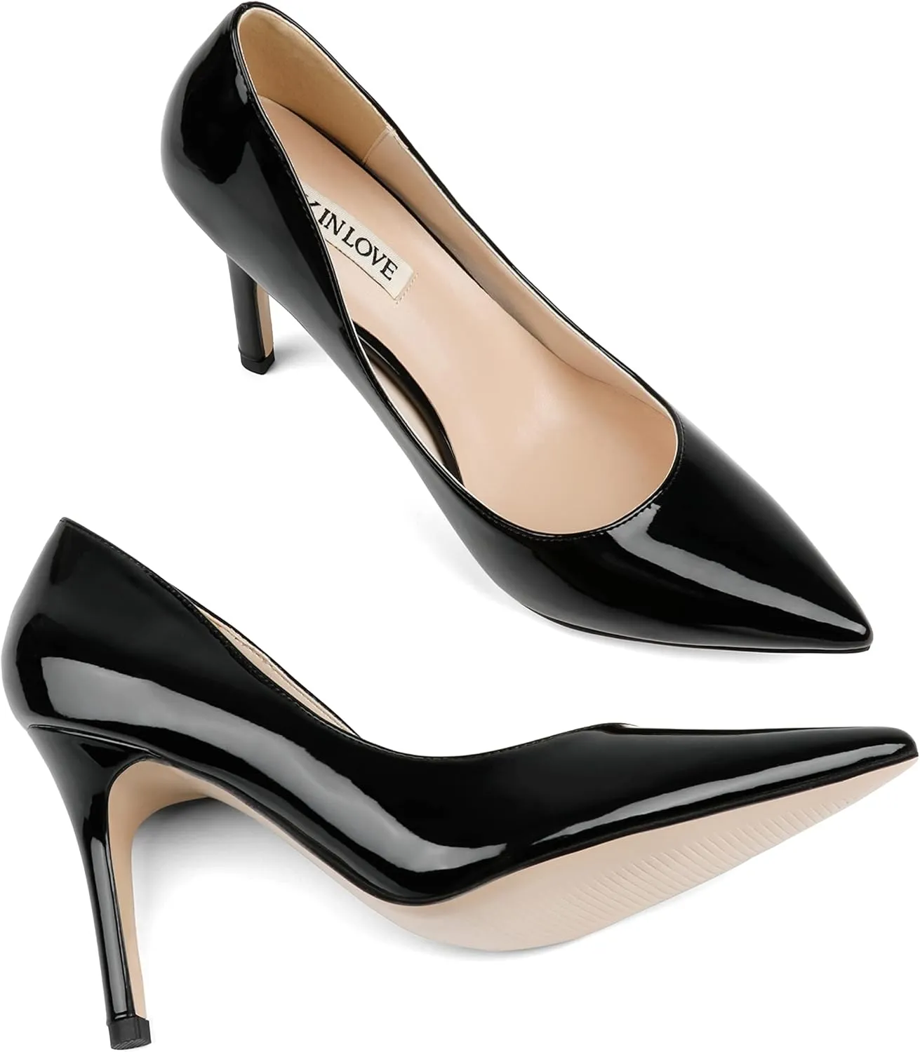 JOY IN LOVE Women's Pumps Shoes 3.5" High Heels Pointy Toe Stiletto Pumps