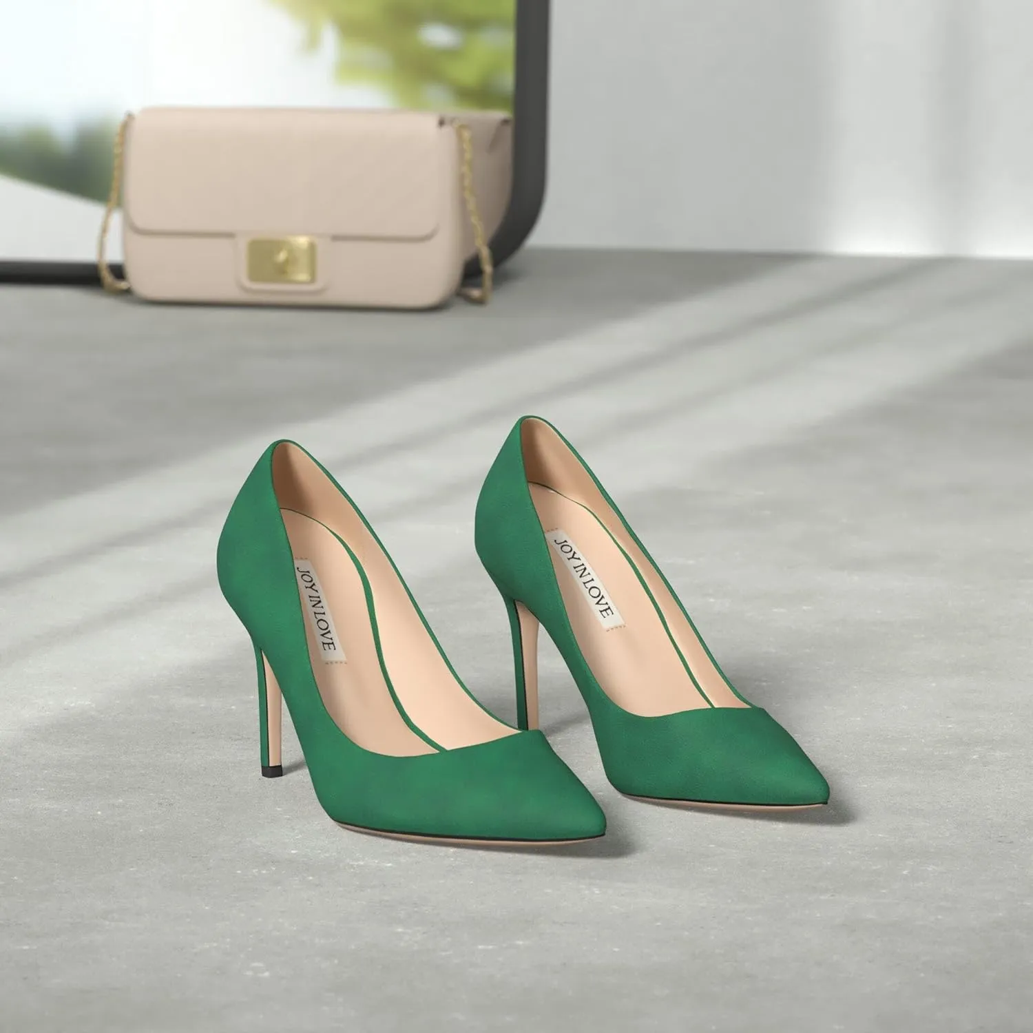 JOY IN LOVE Women's Pumps Shoes 3.5" High Heels Pointy Toe Stiletto Pumps