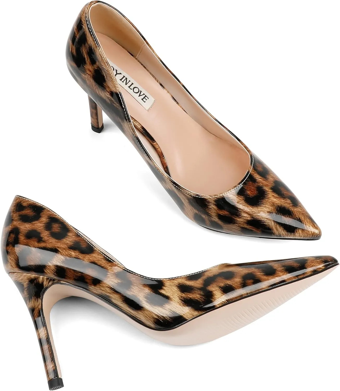 JOY IN LOVE Women's Pumps Shoes 3.5" High Heels Pointy Toe Stiletto Pumps