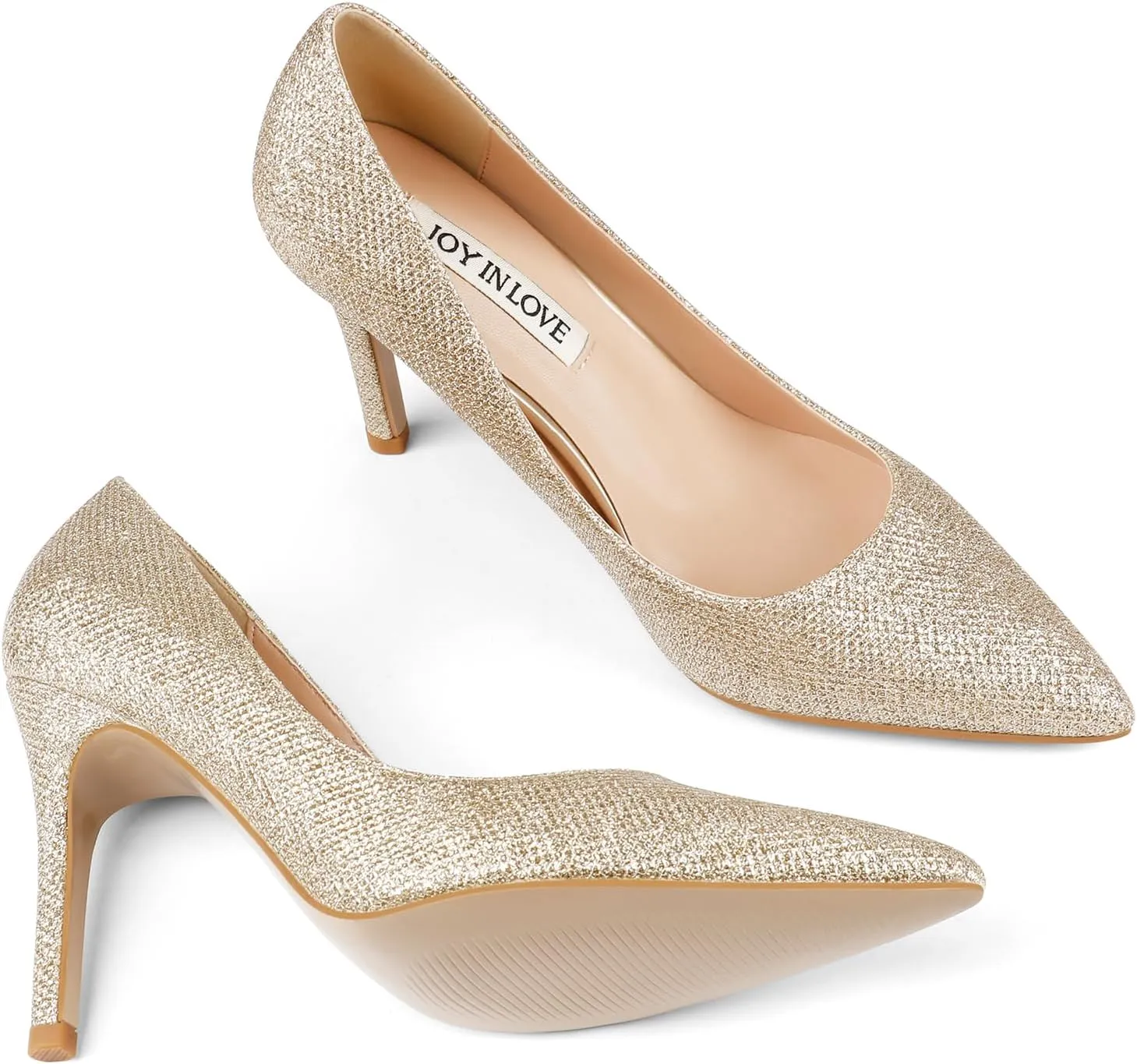 JOY IN LOVE Women's Pumps Shoes 3.5" High Heels Pointy Toe Stiletto Pumps