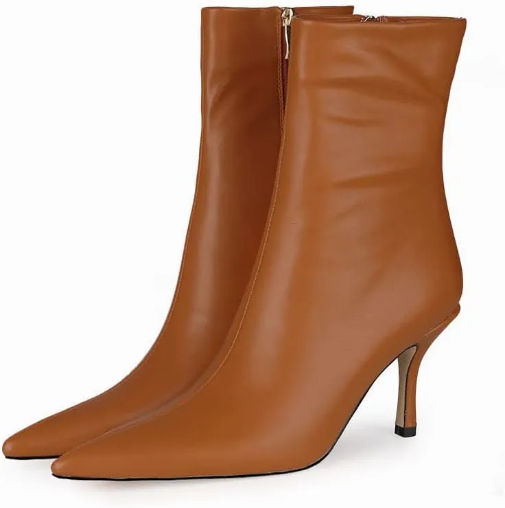 LEMUTISME Women's Trendy Snakeskin Booties Chic Pointed Toe Side Zip 3IN Stiletto High Heels Dress Fashion Ankle Boots For Office Party