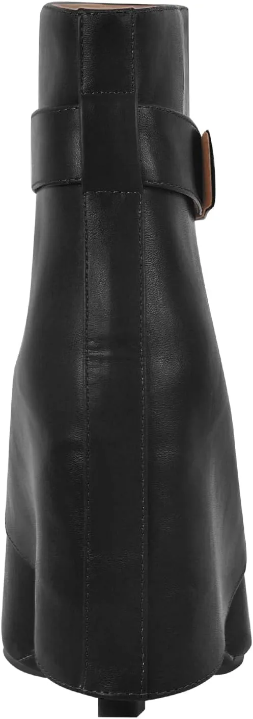 LISHAN Women's Wedge Boots Pointy Toe Slouchy High Heels