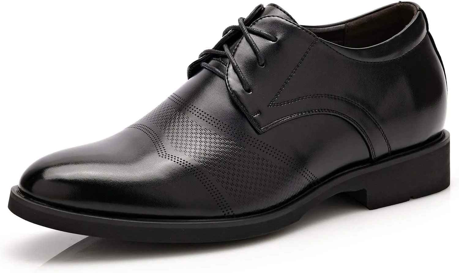 Men’s 2-Inch Elevator Leather Oxford Shoes, 2" Taller Derby Perforated Dress Shoes for Business Meetings Job Interviews Wedding