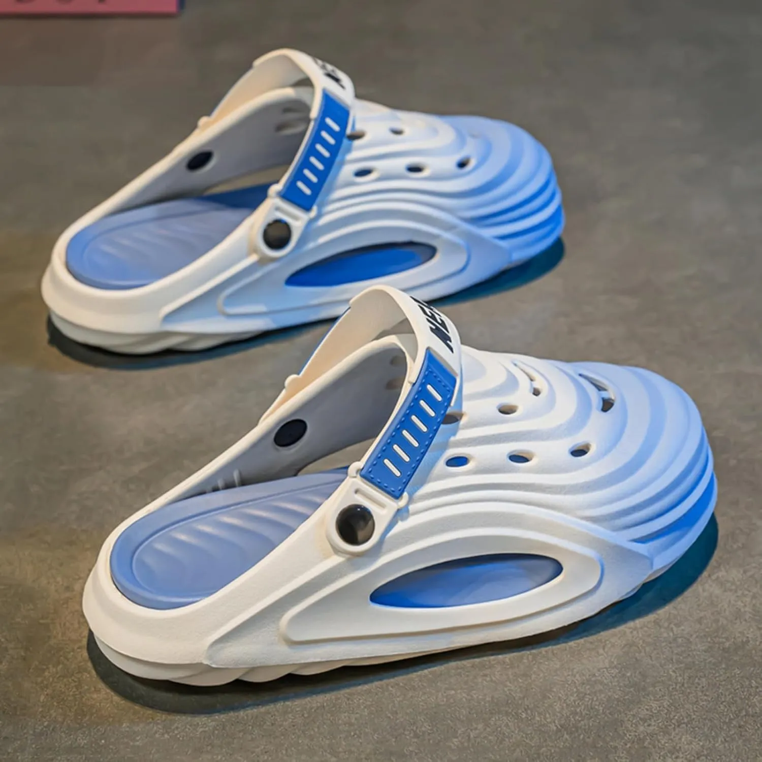 Men's Gradient Beach Sandals - Lightweight Sporty Slip-On with Adjustable Strap Gifts
