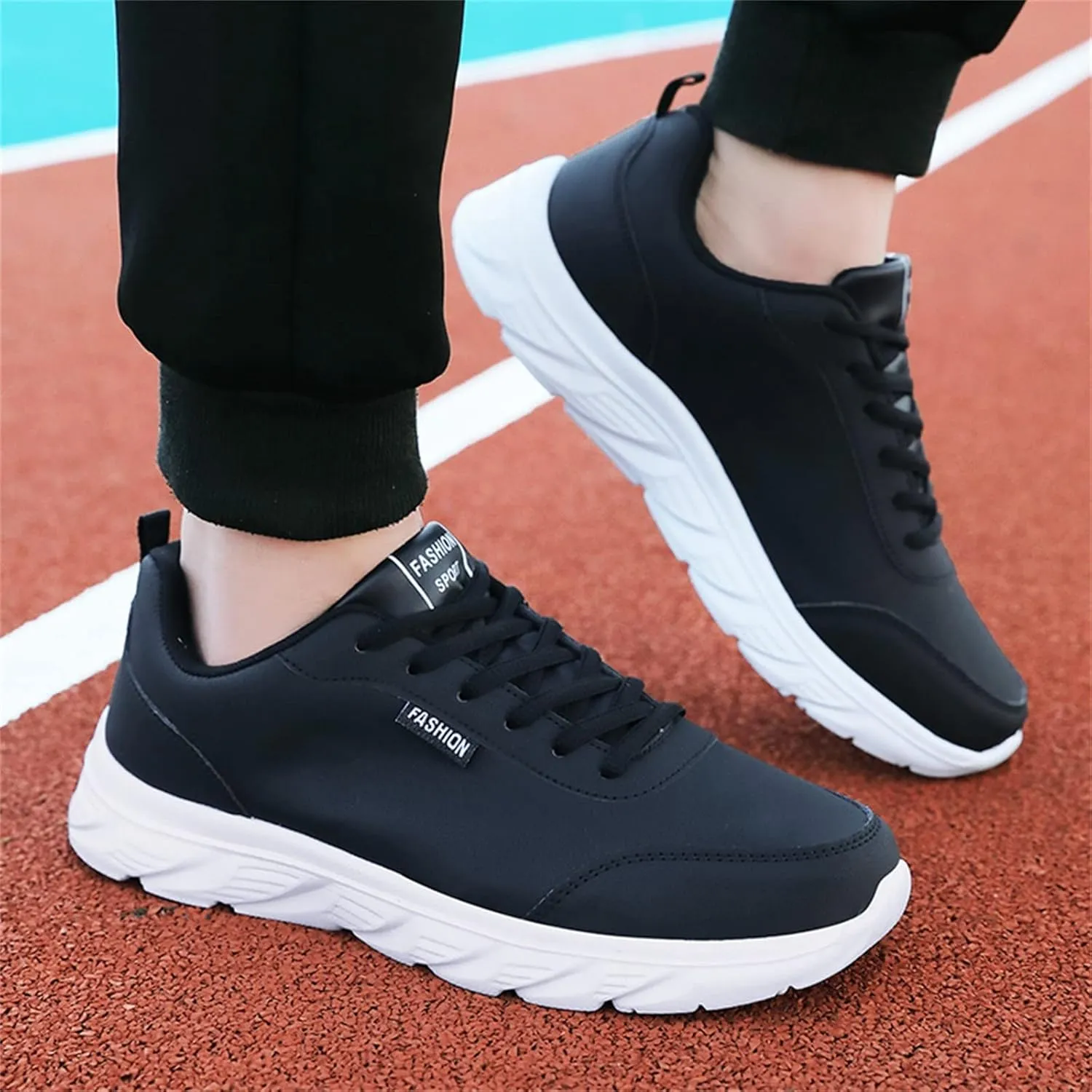 Mens Shoes Large Size Casual Leather Laace Up Solid Color Casual Fashion Simple Running Shoes Men Sneaker