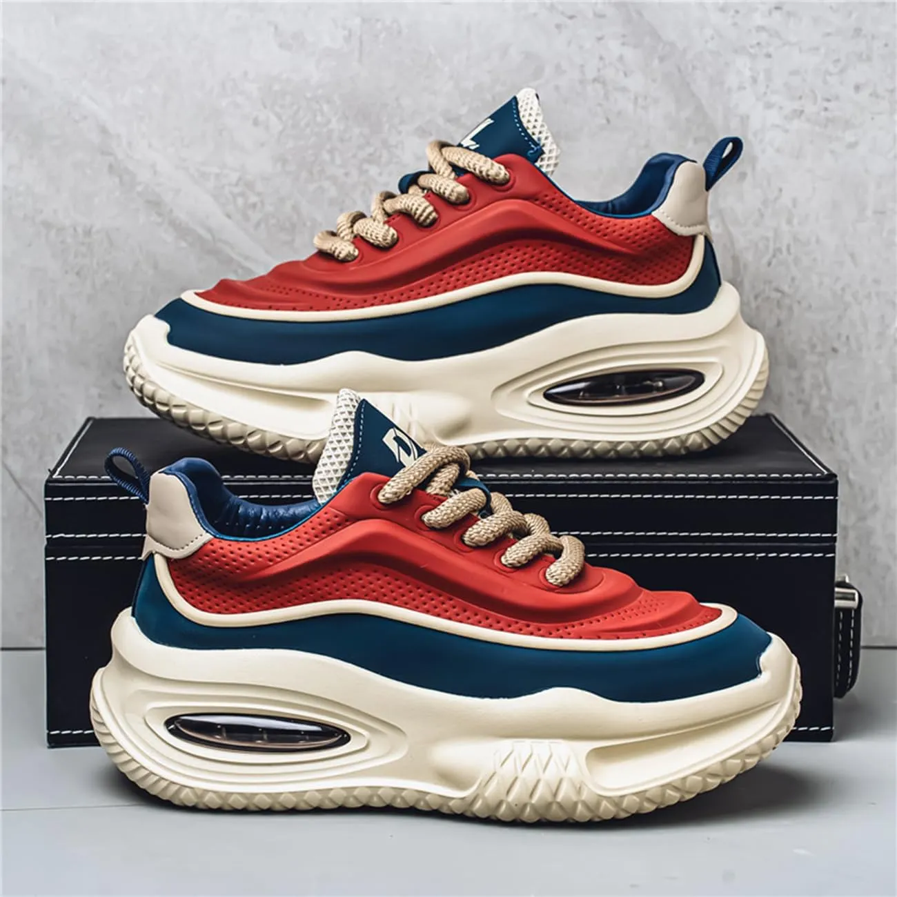 Men's Walking Shoes Comfortable Fashion Colorblock Chunky Sneakers Lightweight Retro Casual Shoes