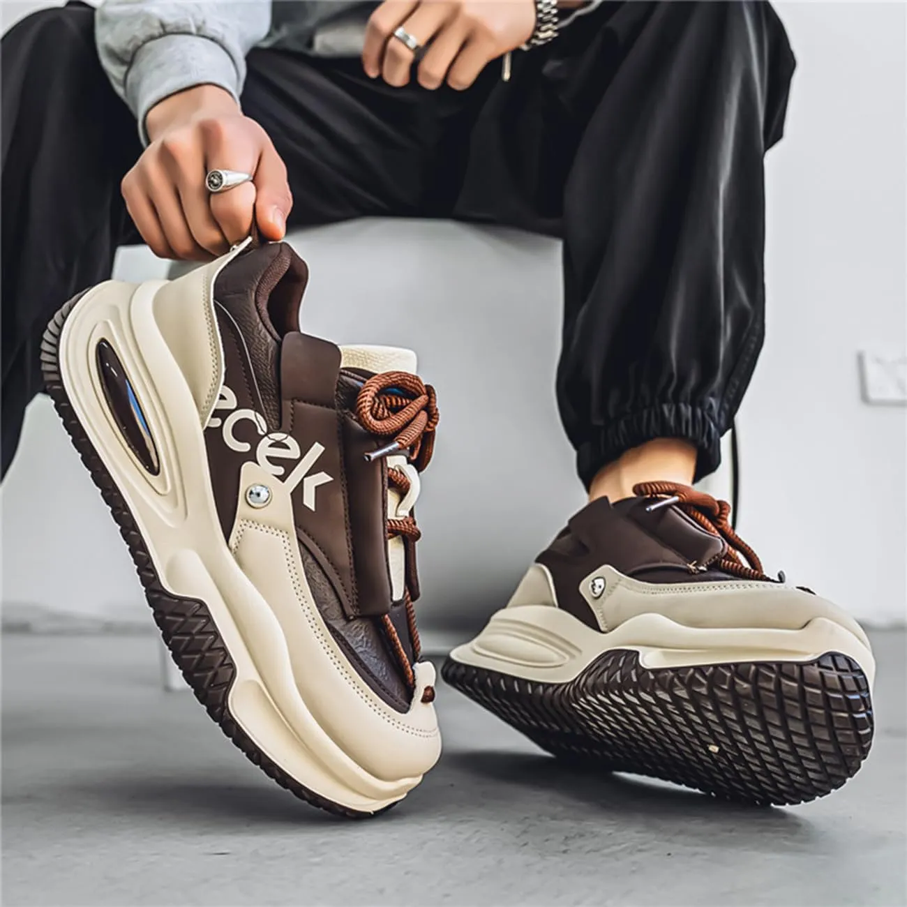 Men's Walking Shoes Comfortable Fashion Colorblock Chunky Sneakers Lightweight Retro Casual Shoes