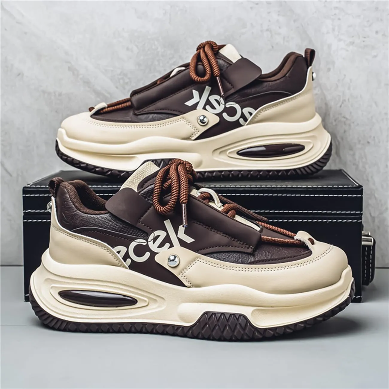 Men's Walking Shoes Comfortable Fashion Colorblock Chunky Sneakers Lightweight Retro Casual Shoes