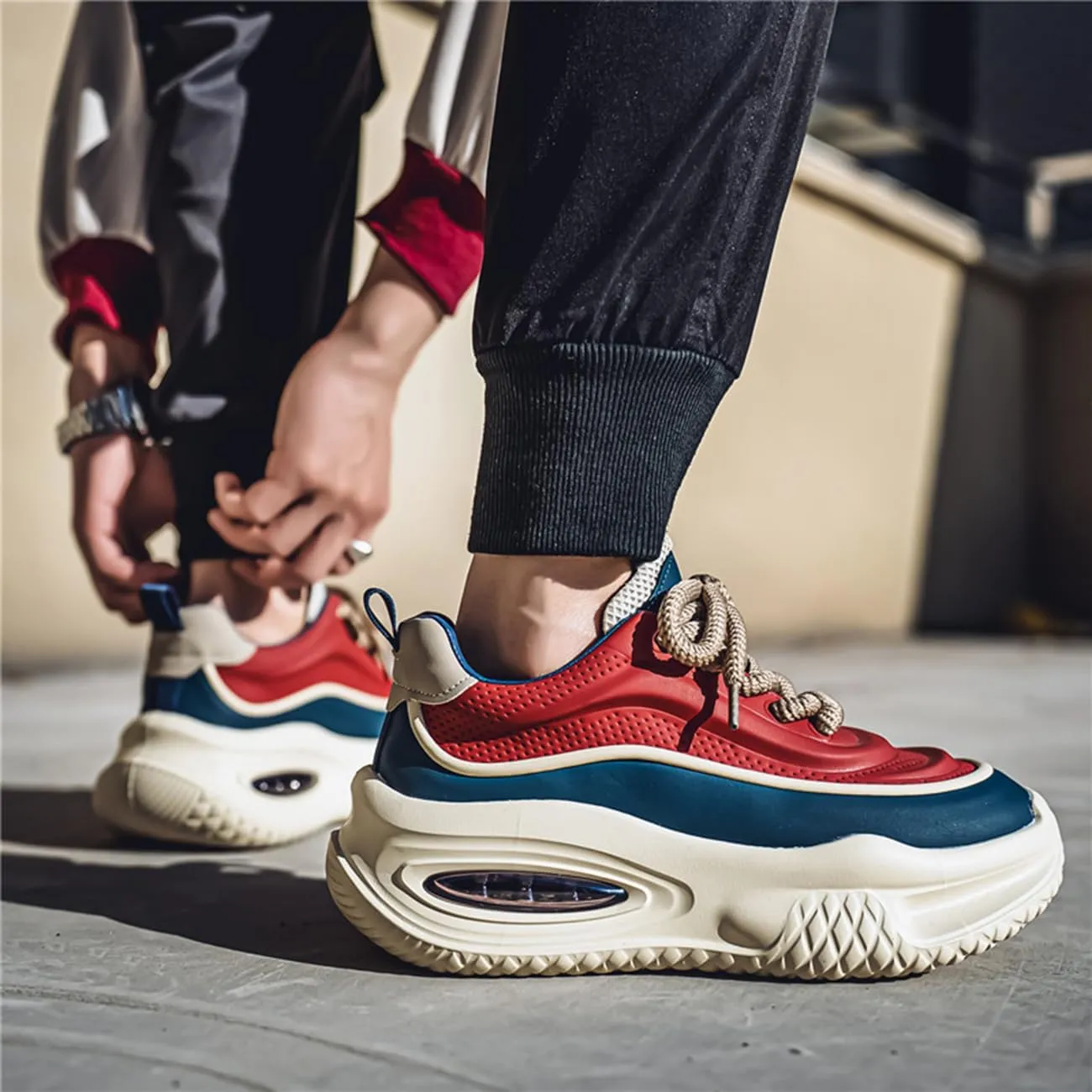 Men's Walking Shoes Comfortable Fashion Colorblock Chunky Sneakers Lightweight Retro Casual Shoes
