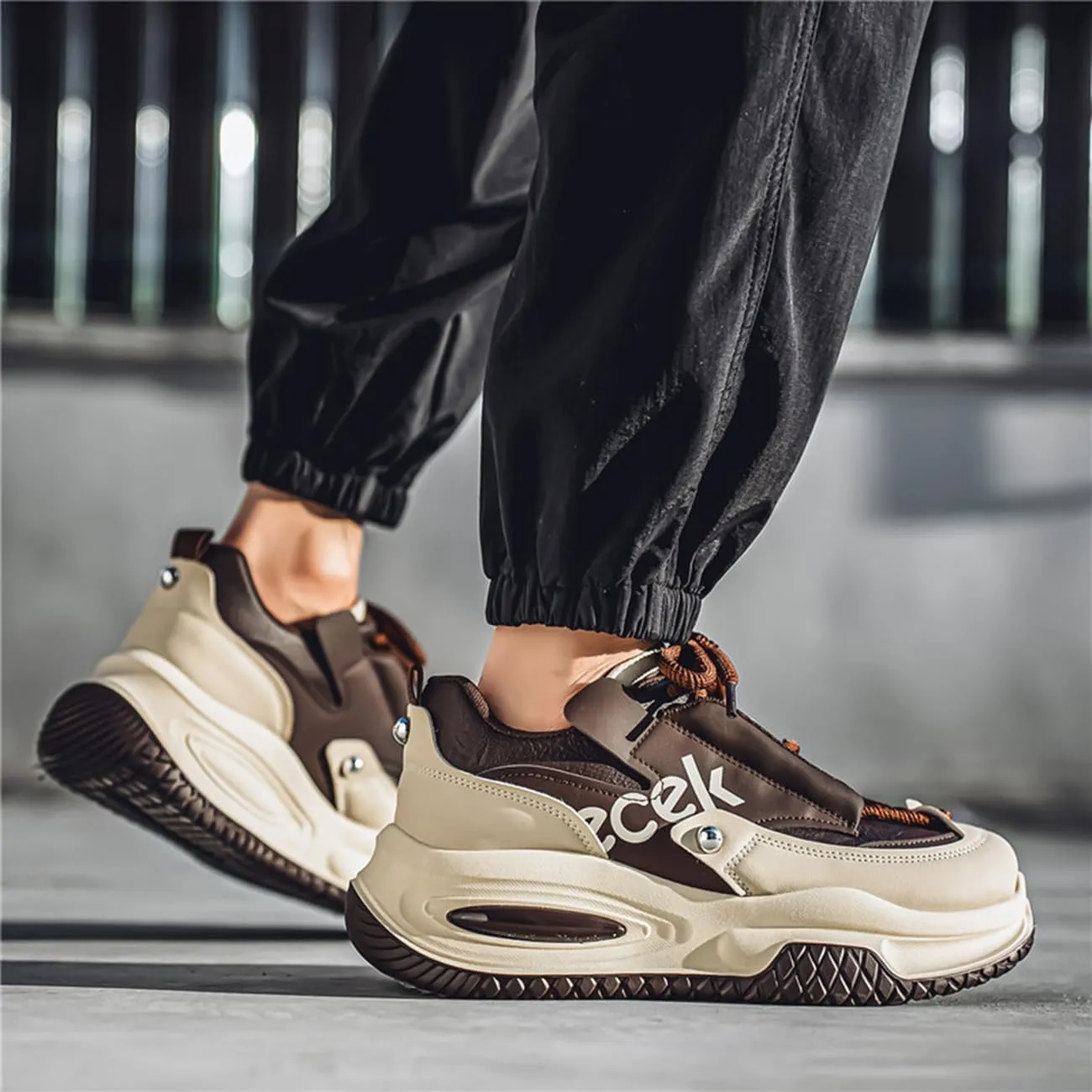 Men's Walking Shoes Comfortable Fashion Colorblock Chunky Sneakers Lightweight Retro Casual Shoes