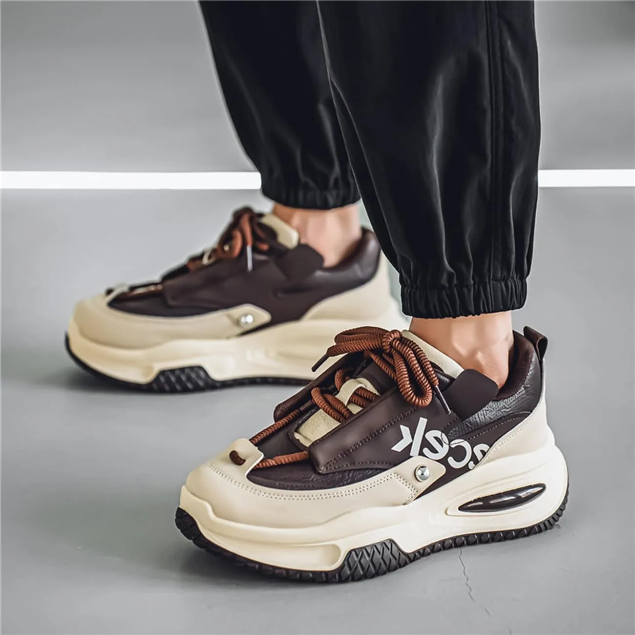 Men's Walking Shoes Comfortable Fashion Colorblock Chunky Sneakers Lightweight Retro Casual Shoes