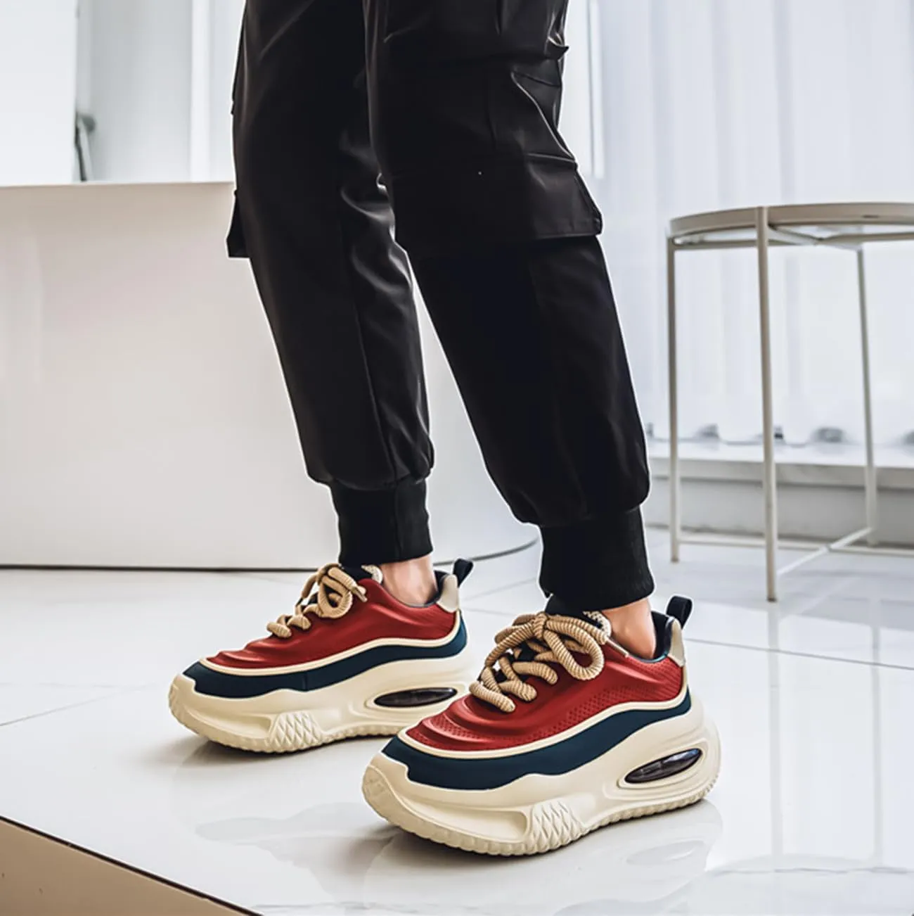 Men's Walking Shoes Comfortable Fashion Colorblock Chunky Sneakers Lightweight Retro Casual Shoes