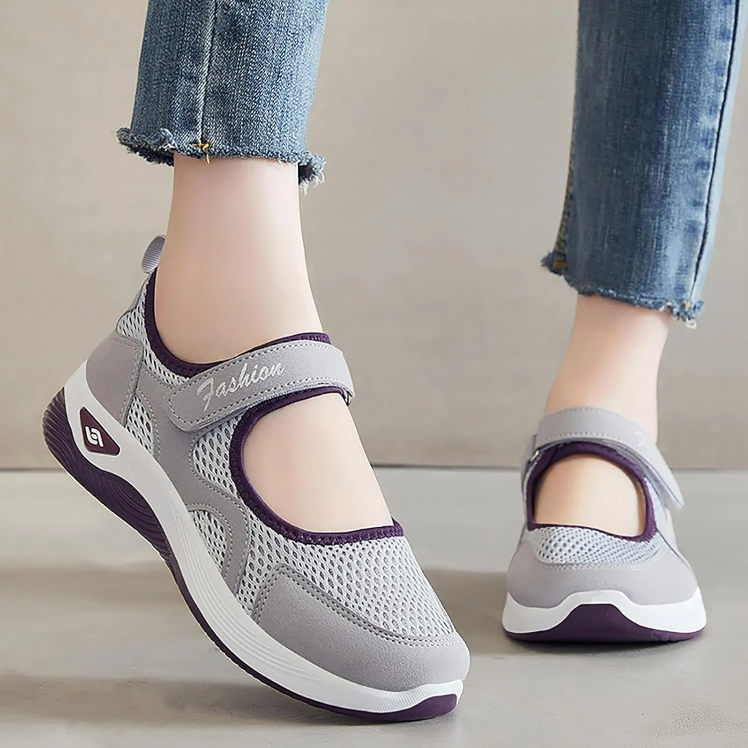 Mmoneyake Women's Comfortable Working Nurse Shoes Diabetic Non Slip Work Shoes Adjustable Barefoot Casual Sneakers Breathable Walking Buffer Fitness Casual Nursing Orthotic Lightweight Shoe