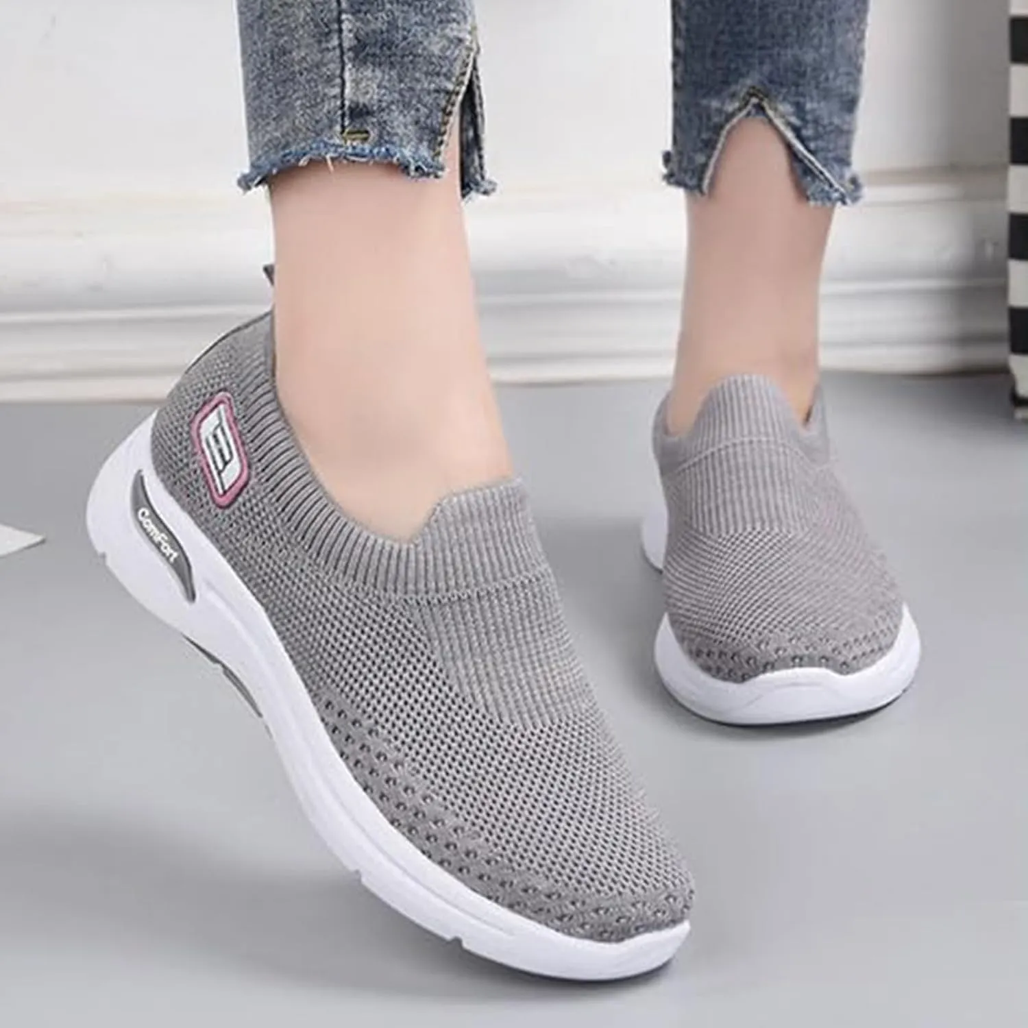 Mmoneyake Womens Slip On Walking Shoes Slip On Casual Mesh-Comfortable Tennis Workout Sneakers Comfort Lightweight Breathable Sock Shoe Non-Slip Mesh Casual Fashion Tennis Running Sneakers