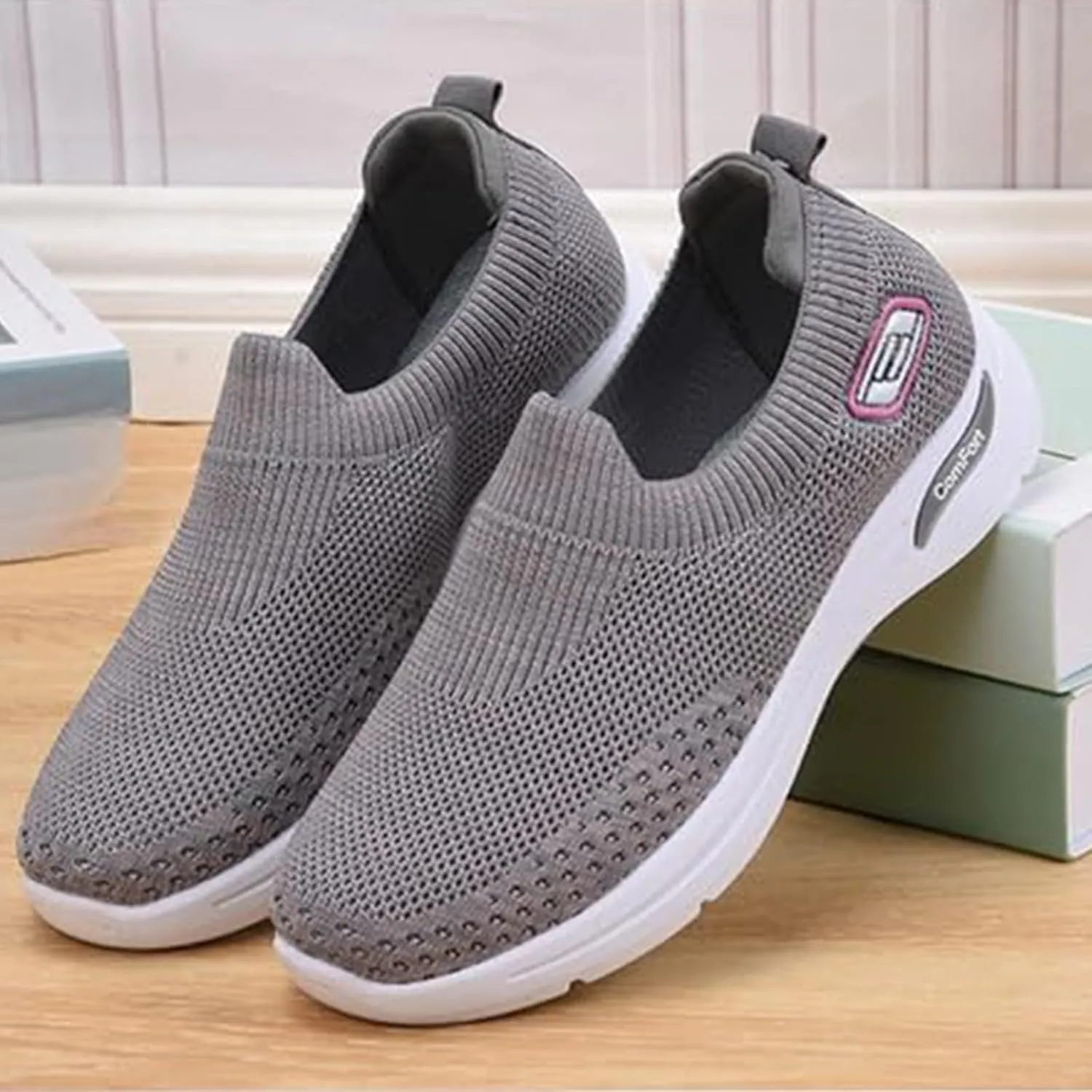 Mmoneyake Womens Slip On Walking Shoes Slip On Casual Mesh-Comfortable Tennis Workout Sneakers Comfort Lightweight Breathable Sock Shoe Non-Slip Mesh Casual Fashion Tennis Running Sneakers