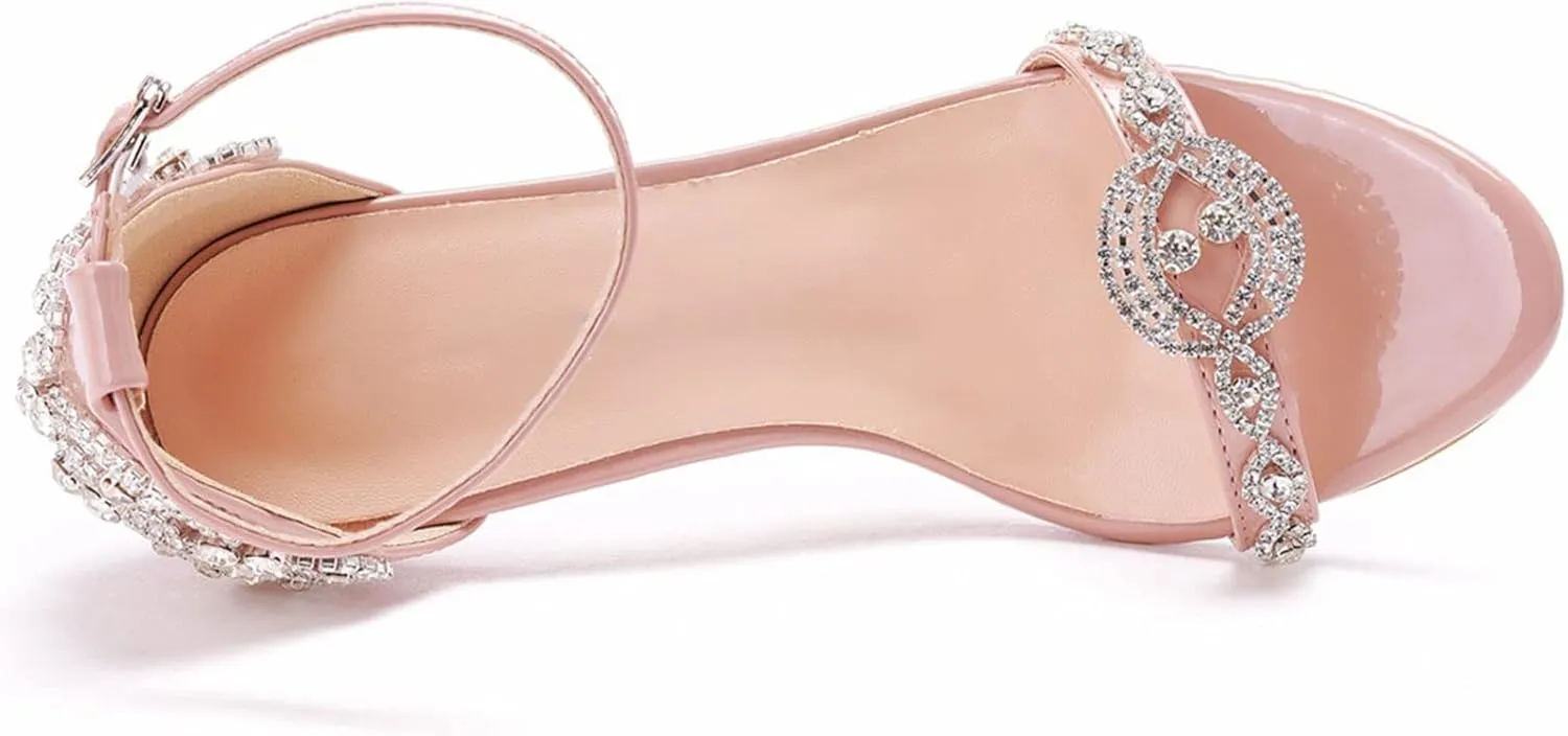 MYFSPORTS Wedding Shoes Sandals 8Cm Temperament Word Stilettos White Rhinestone Stiletto Fish Mouth Wedding Shoes