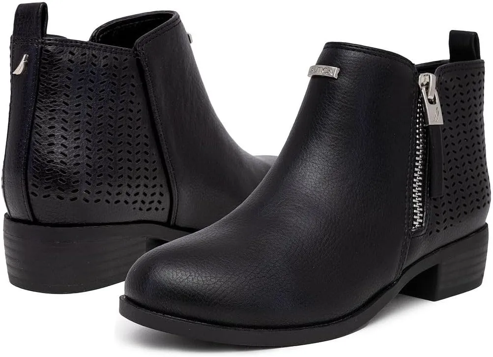 Nautica Kids Girls Ankle Bootie With Side Buckle and Zipper, Dress Boot -For Youth & Toddler (Toddler/Little/Big Kids)