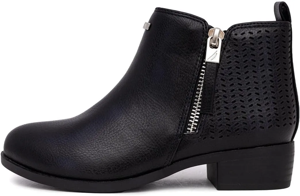 Nautica Kids Girls Ankle Bootie With Side Buckle and Zipper, Dress Boot -For Youth & Toddler (Toddler/Little/Big Kids)
