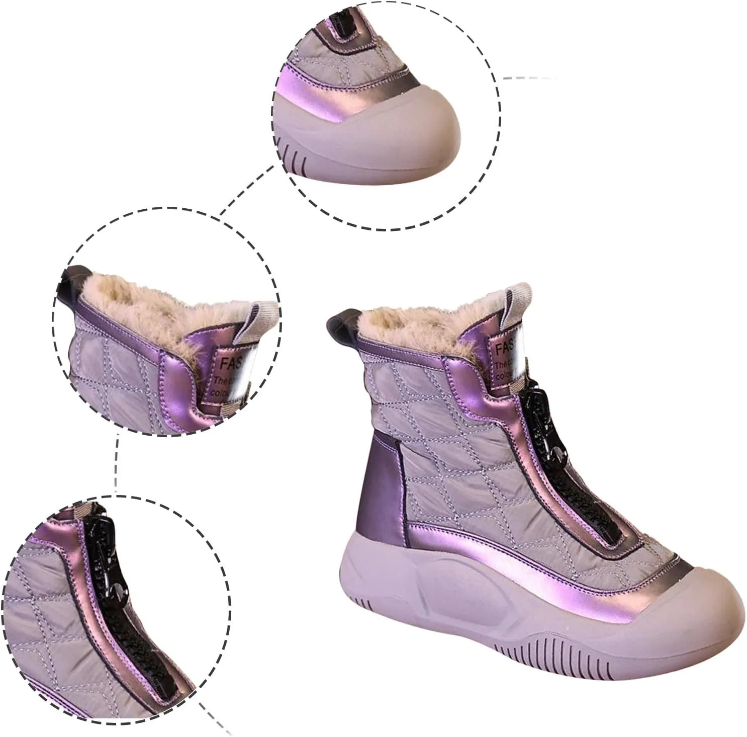 Neostry Retro Waterproof Snow Boots,Warm Padded Boots Made from Thickened Leather,Zip Up Fleece Antislip Mid Calf Boots