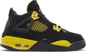 NIKE Air Jordan 4 Retro Grade School Black/White-Tour Yellow 408452-017 (us_Footwear_Size_System, Big_Kid, Men, Numeric, Medium, Numeric_4_Point_5), 4.5 Big Kid