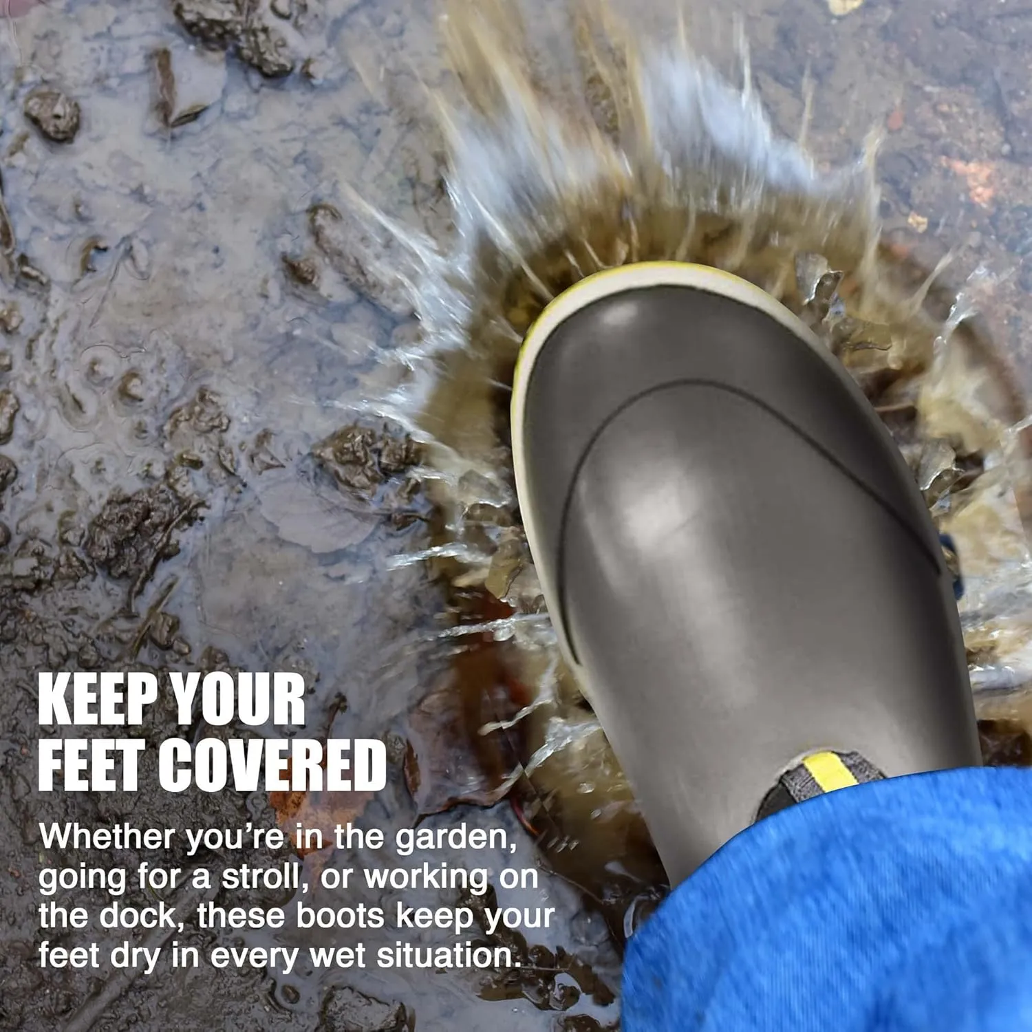 NORTY Size 6-Inch Rubber Ankle Rain Boots for Men - Waterproof Deck Shoes for Work and Recreation- All-Weather Outdoor Footwear - Runs 1-2 Sizes Large