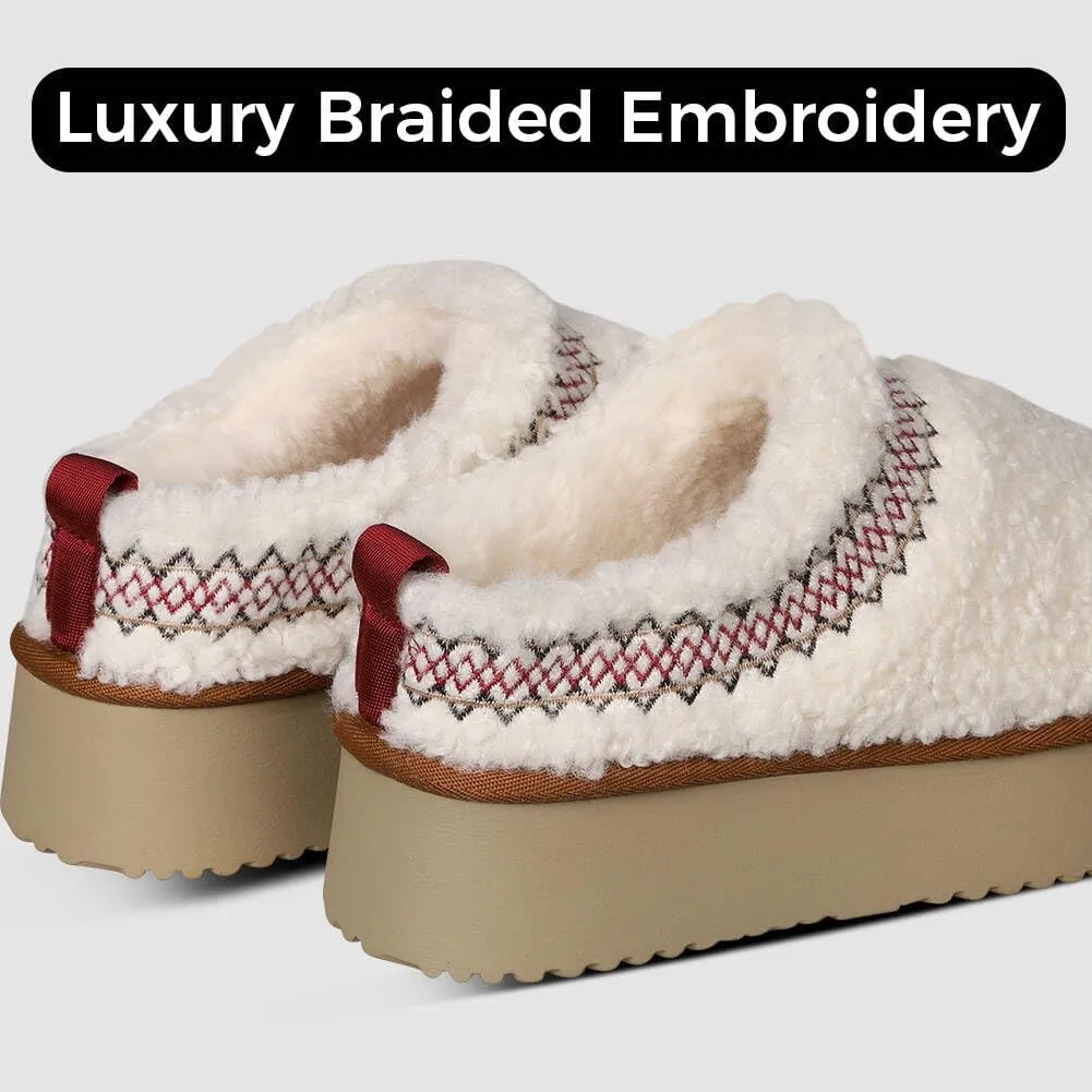 Platform Slippers for Women Mini Snow Boots Short Ankle Cozy Fleece Lined Thick Sole Womens Fluffy House Slippers for Indoor & Outdoor