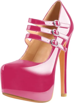 richealnini Mary Jane Pumps for Women Sexy Stiletto Heel Platform Ankle Buckle Strappy High Heels