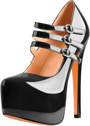 richealnini Mary Jane Pumps for Women Sexy Stiletto Heel Platform Ankle Buckle Strappy High Heels