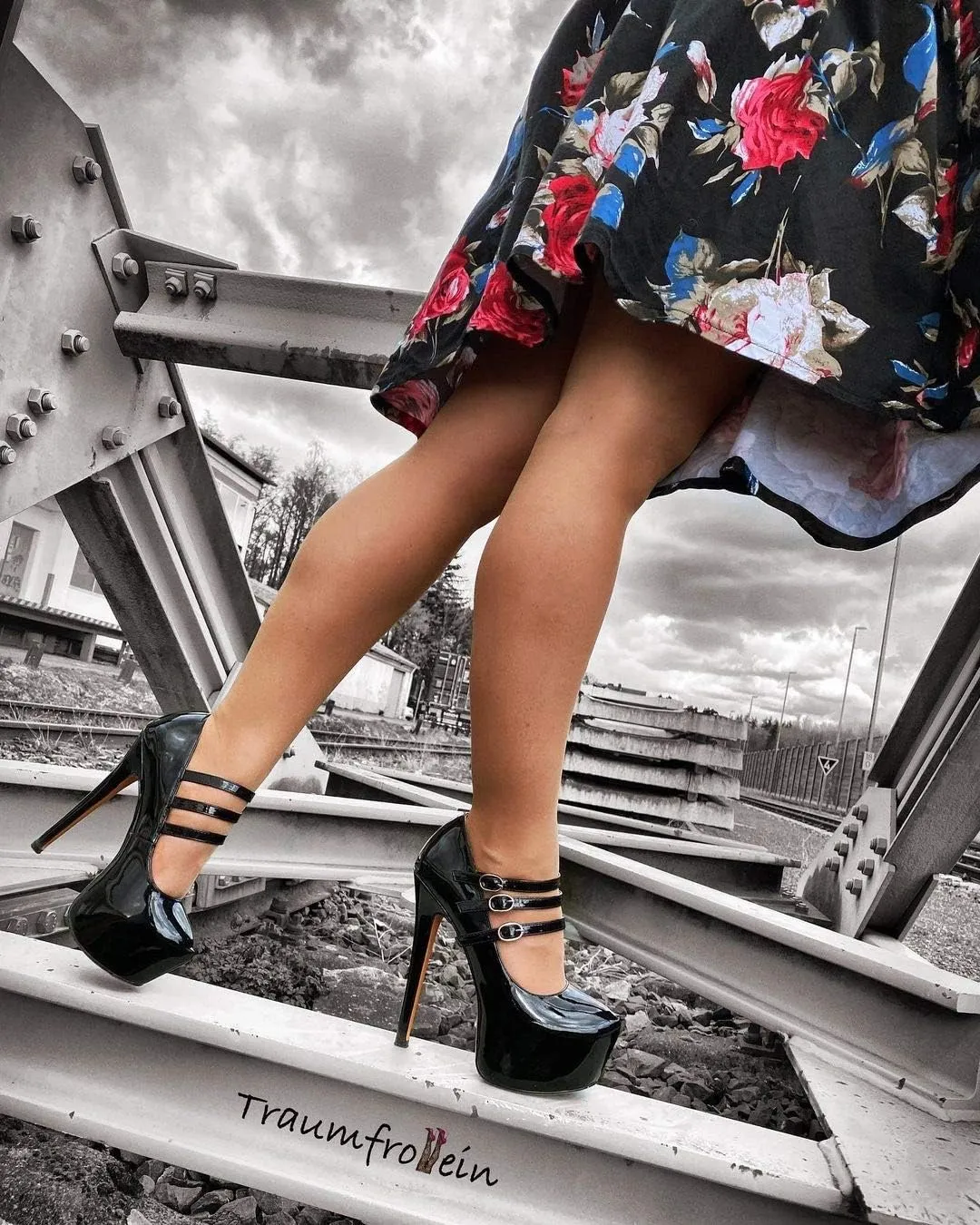 richealnini Mary Jane Pumps for Women Sexy Stiletto Heel Platform Ankle Buckle Strappy High Heels