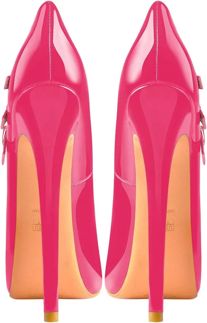richealnini Mary Jane Pumps for Women Sexy Stiletto Heel Platform Ankle Buckle Strappy High Heels