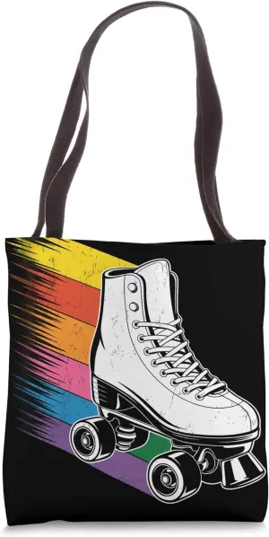 Roller Skate Shoes Rainbow Retro Vintage Roller Skating Tote Bag