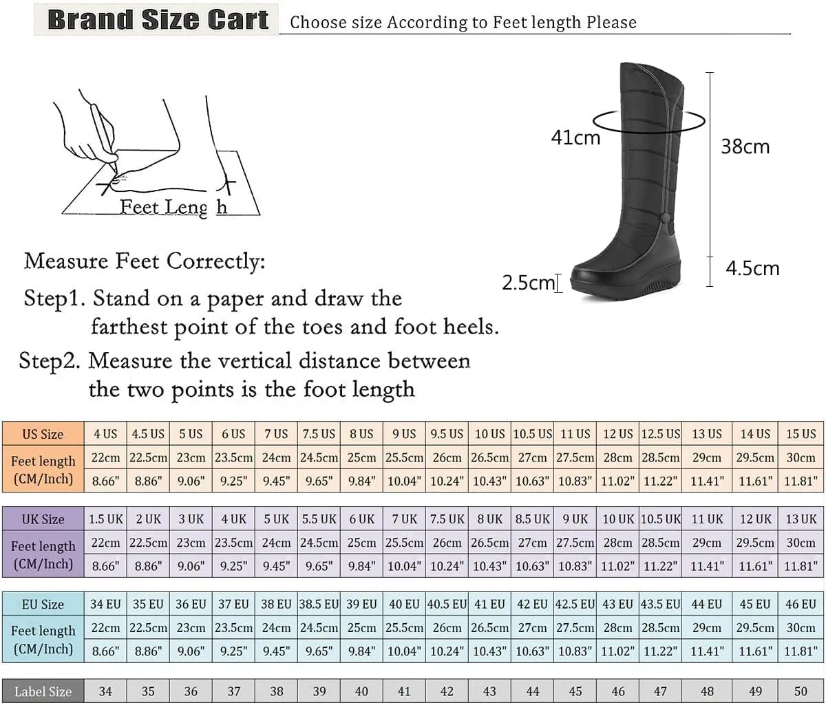 SACFOF Women's Winter Snow Boots Warm Thick Sole Mid Calf Boots Waterproof Rain Fur Lined Platform Winter Wedge Boots