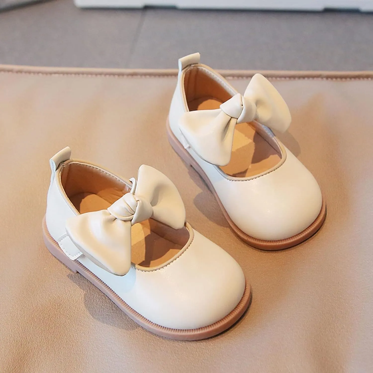 Shoes for Girls,Fashion Autumn Girls Casual Shoes Thick Sole Flat Round Toe Bow Lightweight Dress Shoes 1-6 Years
