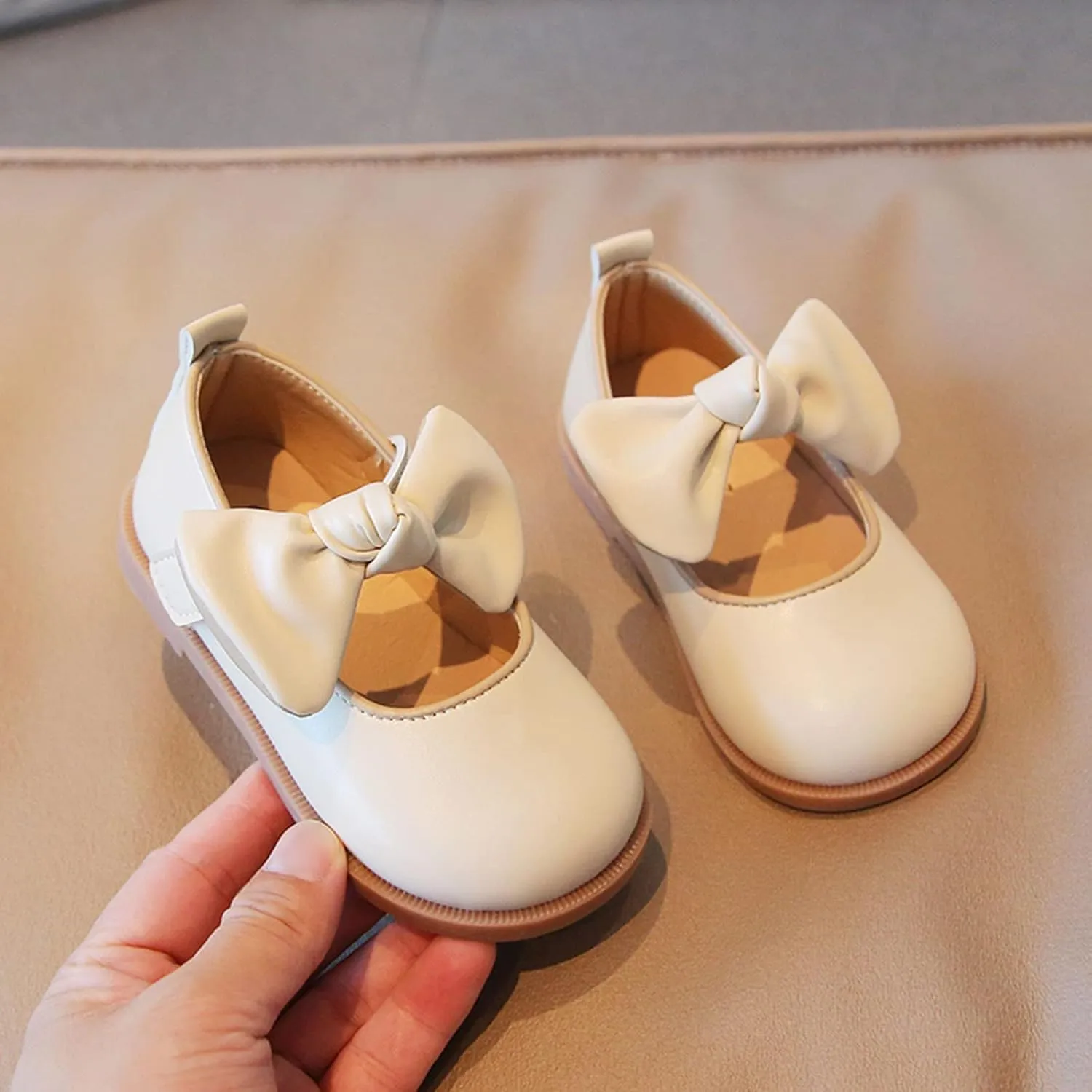 Shoes for Girls,Fashion Autumn Girls Casual Shoes Thick Sole Flat Round Toe Bow Lightweight Dress Shoes 1-6 Years