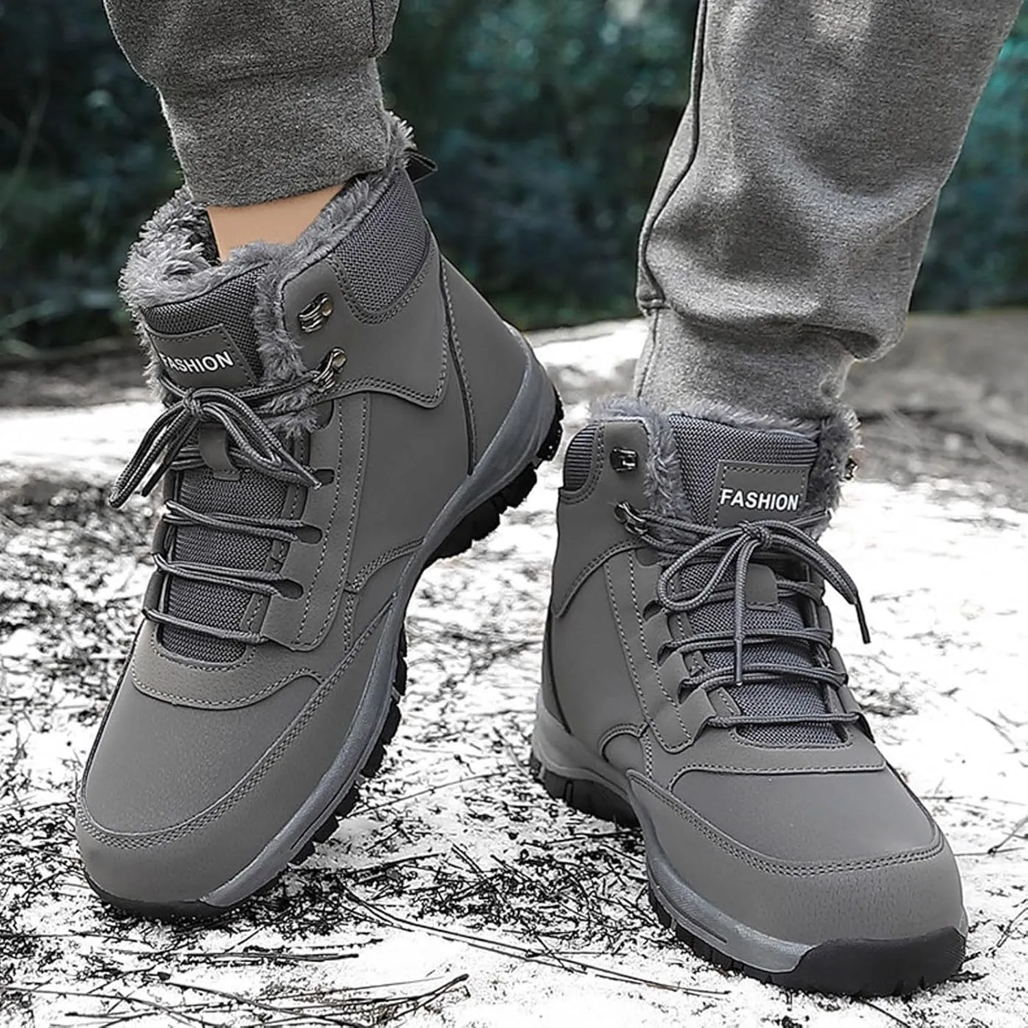 Snow Womens Boots Round Toe Fur Lined Warm Plush Winter Boots Thick Sole Anti Slip Comfortable Boots for Women