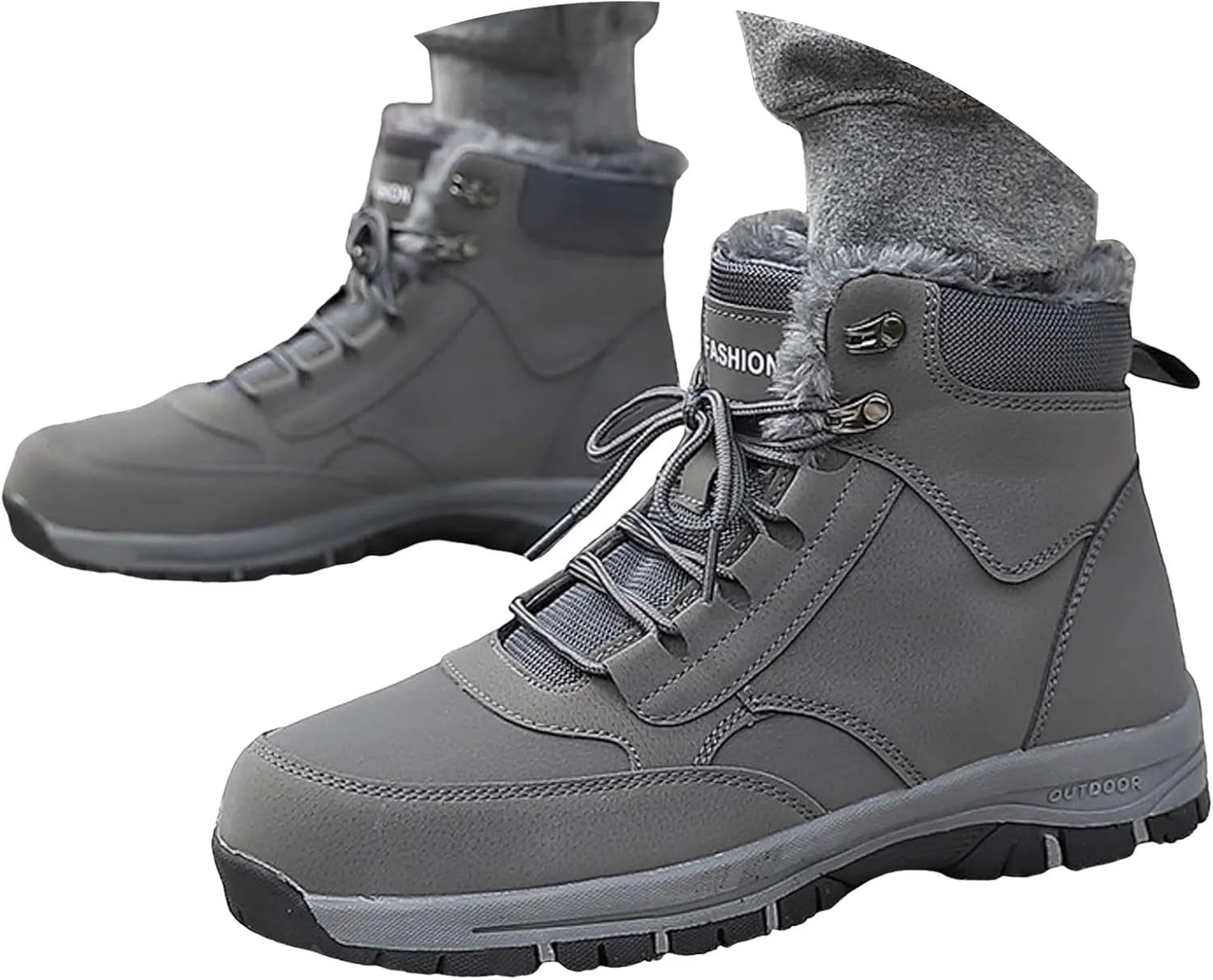 Snow Womens Boots Round Toe Fur Lined Warm Plush Winter Boots Thick Sole Anti Slip Comfortable Boots for Women