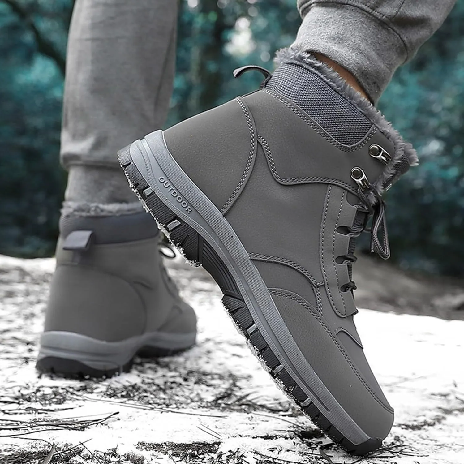 Snow Womens Boots Round Toe Fur Lined Warm Plush Winter Boots Thick Sole Anti Slip Comfortable Boots for Women