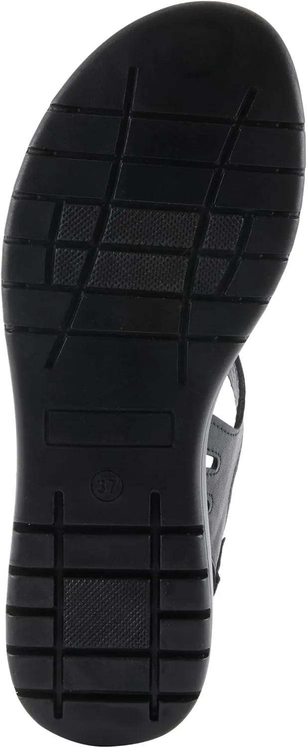 Spring Step Women's GALAVIS Leather Wedge Sandals  Closed-Toe Sporty Sandal with Hook-and-Loop Closure and Cushioned Footbed