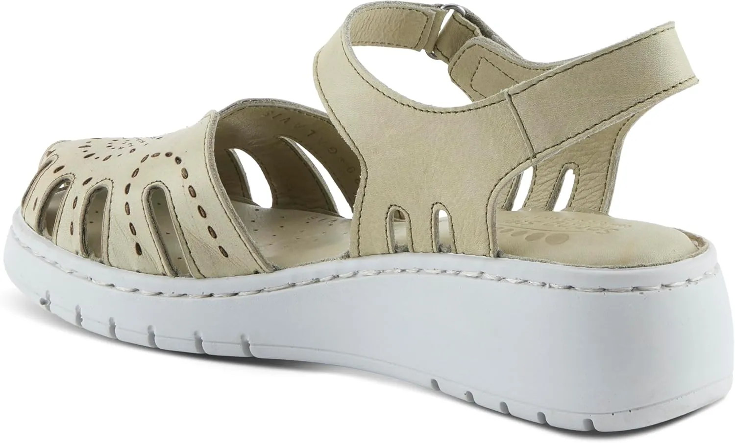 Spring Step Women's GALAVIS Leather Wedge Sandals  Closed-Toe Sporty Sandal with Hook-and-Loop Closure and Cushioned Footbed
