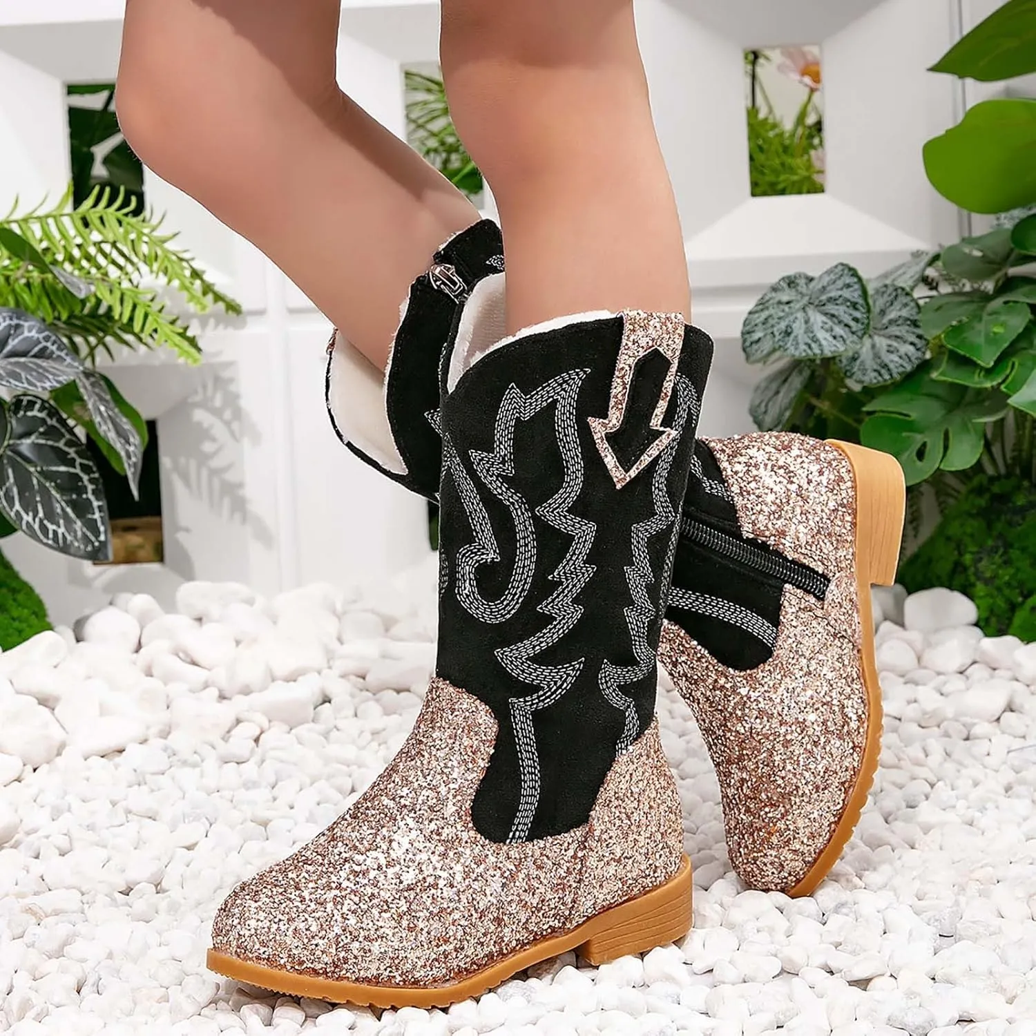 Toddler Girls Cowgirl Boots Western Glitter Cowboy Boot Ankle Boots Little Kids Big Kid Cute Party Birthmen Shoes
