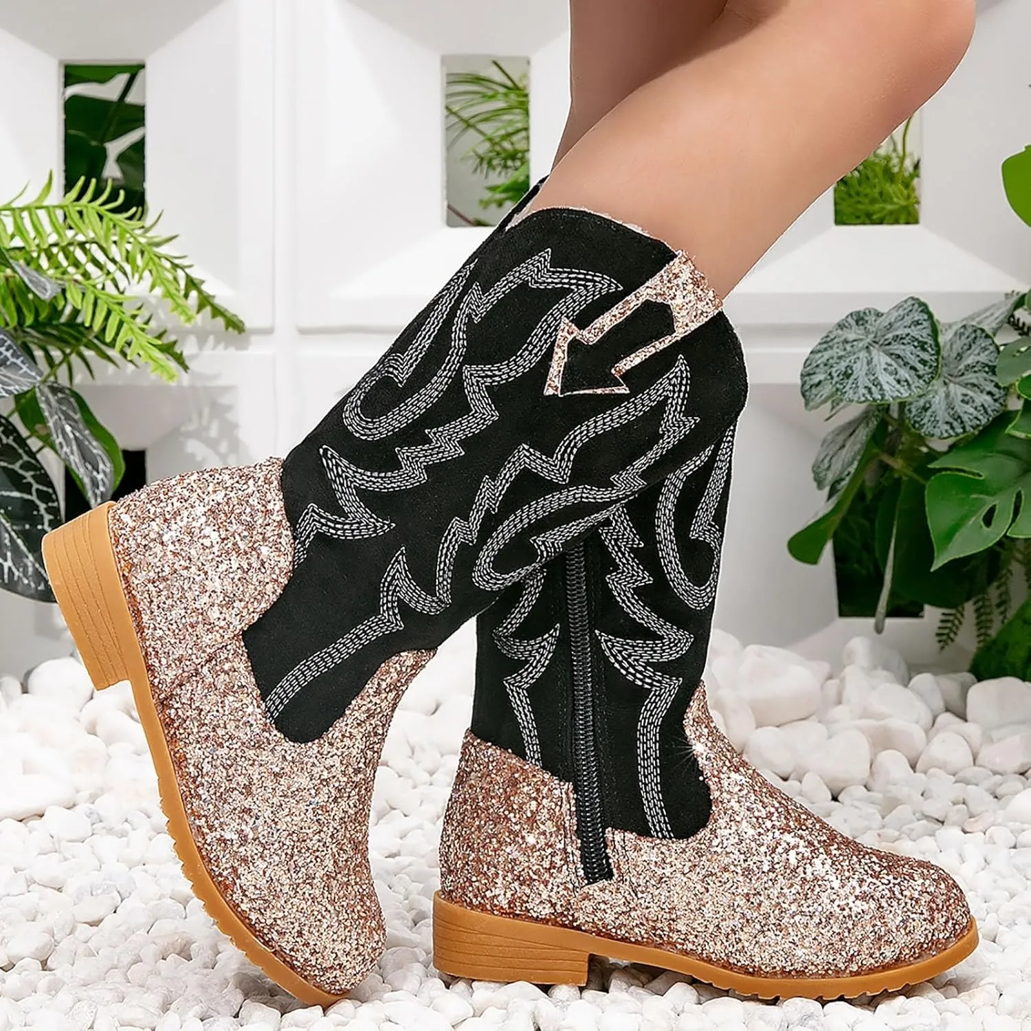 Toddler Girls Cowgirl Boots Western Glitter Cowboy Boot Ankle Boots Little Kids Big Kid Cute Party Birthmen Shoes