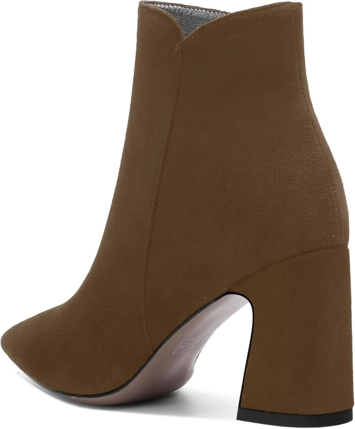 WAYDERNS Womens Suede Solid Zip Pointed Toe All Weather Dating Chunky High Heel Ankle High Boots 3.3 Inch