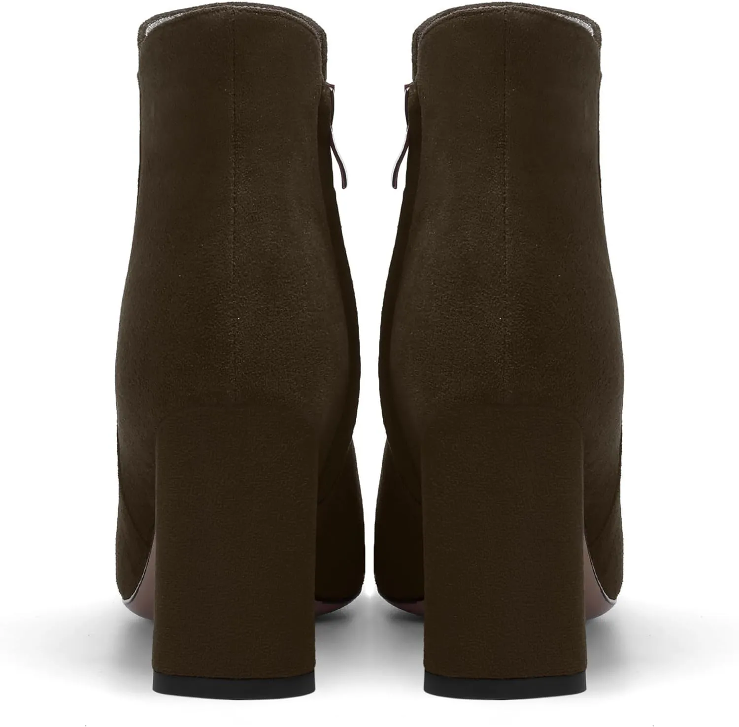 WAYDERNS Womens Suede Solid Zip Pointed Toe All Weather Dating Chunky High Heel Ankle High Boots 3.3 Inch