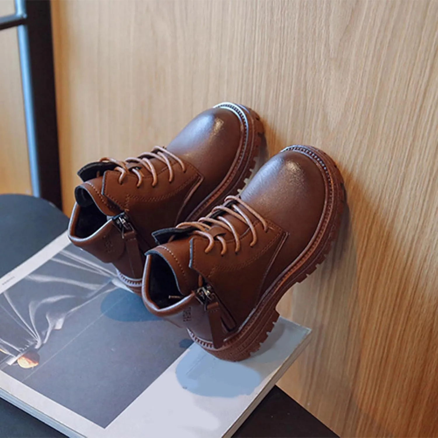 Winter Children Boots Boys and Girls Ankle Boots Round Toe Thick Sole Non Slip Solid Color Warm Girls Lightweight Boots